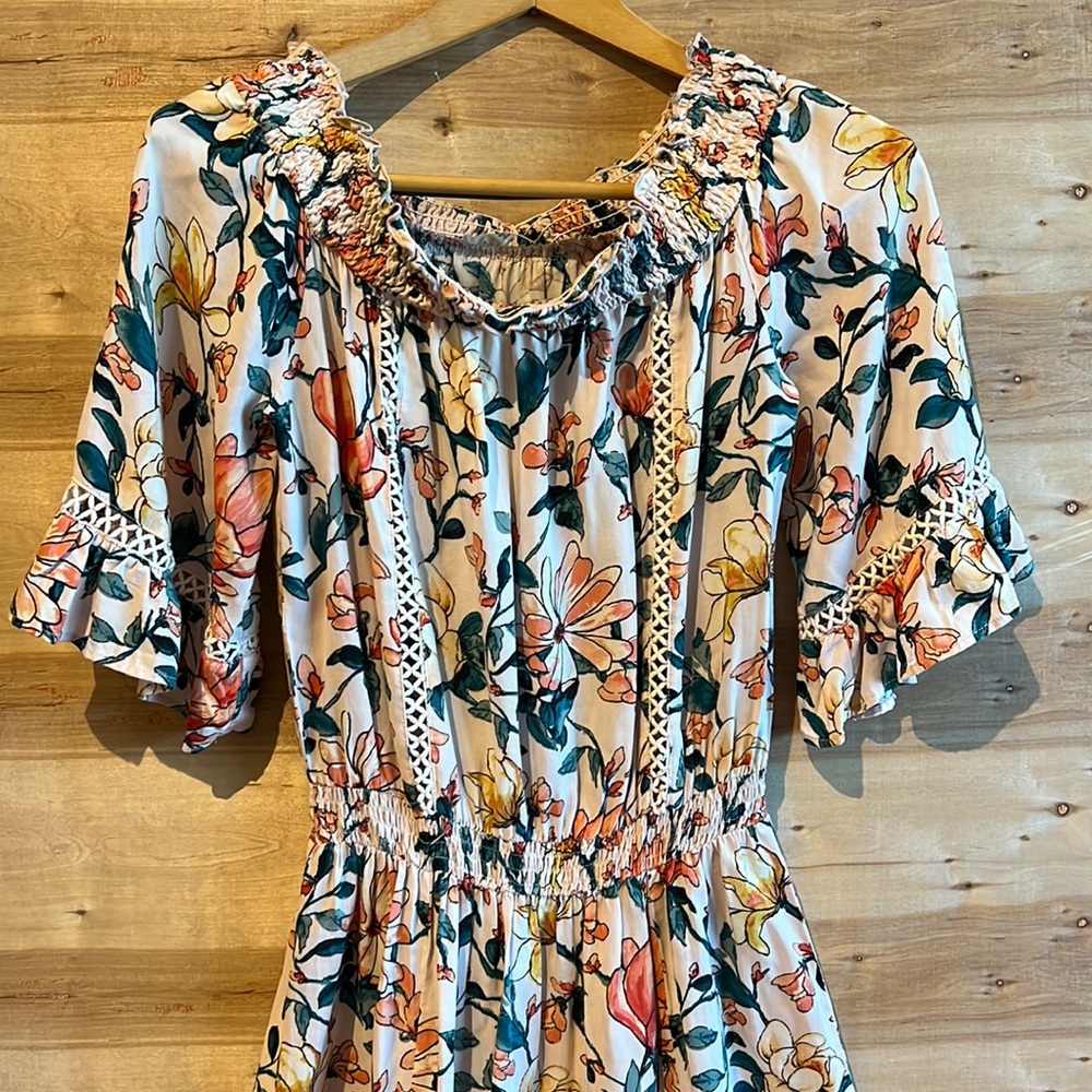 Coral flowered dress